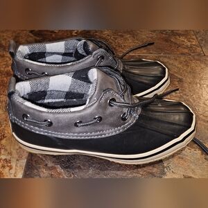 Black and Gray Duck Boots